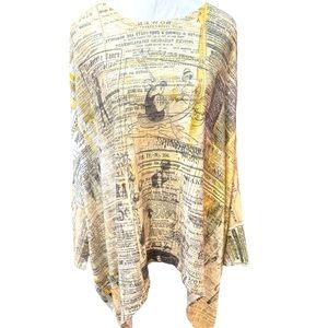 Inoah Art to Wear Newsprint Sweater One Size